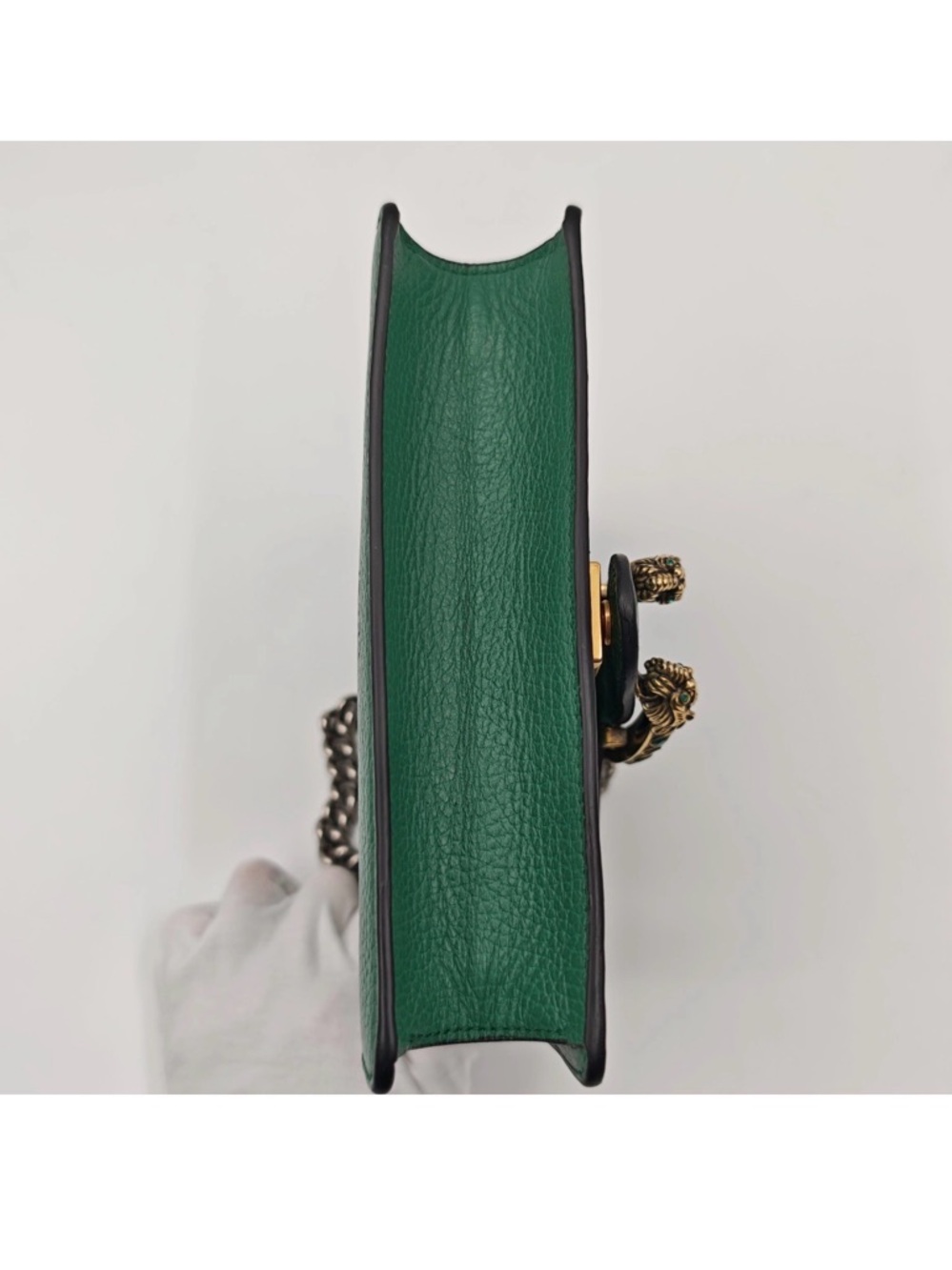 Gucci Dionysus Green Leather Chain Shoulder Bag Tiger Head - Picture 11 of 12